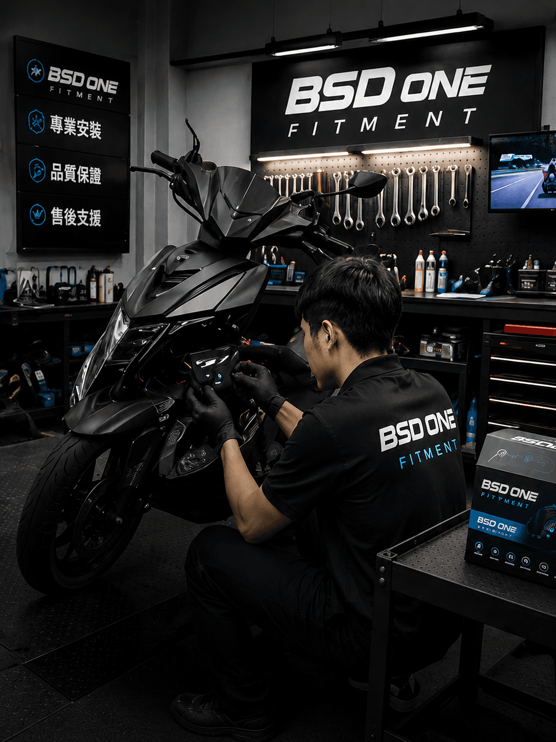 機車行／維修店 安裝 BSD ONE 示意